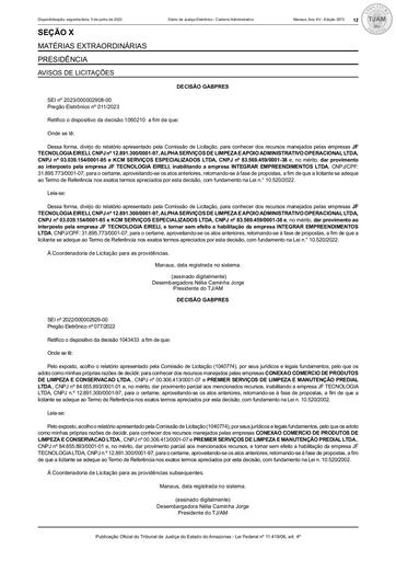 PREGÃO ELETRÔNICO Nº 077/2022 - DECISÃO GABPRES (ERRATA)
