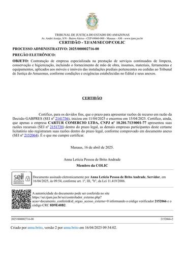 PREGÃO ELETRÔNICO Nº 003/2025 - CERTIDÕES DE RAZÕES NÃO APRESENTADAS