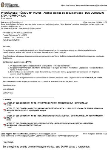 PREGÃO ELETRÔNICO Nº 014/2026 - DILIGÊNCIA COLIC À DVPM - DOCUMENTAÇÃO - DLS - G4