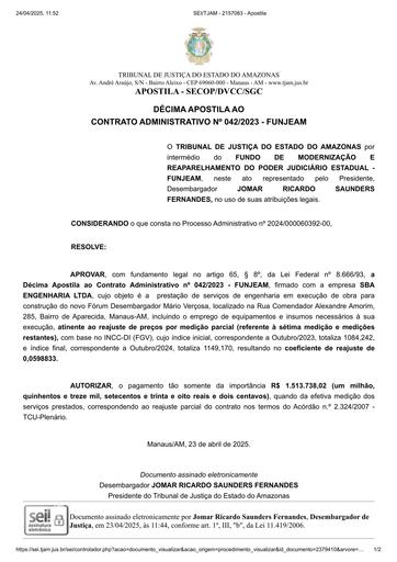 10ª APOSTILA - CT Nº 042.2023 - FUNJEAM X SBA ENGENHARIA LTDA.pdf