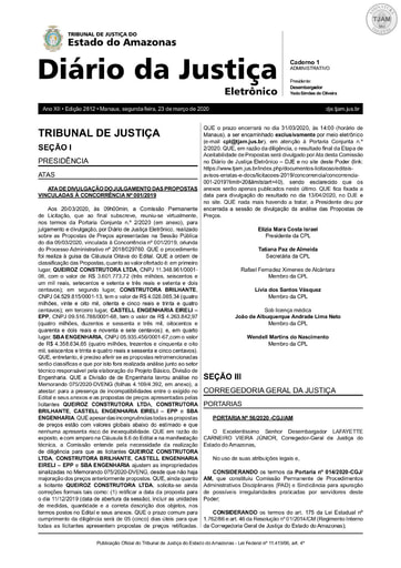 CONCORRÊNCIA Nº 001/2019 – ATA DA SESSÃO - DIVULGAÇÃO DO JULGAMENTO CPL À PROPOSTA - DJE