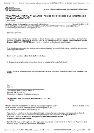 PREGÃO ELETRÔNICO Nº 025/2022 - DILIGÊNCIA COLIC À SECRETARIA DE INFRAESTRUTURA - HABILITAÇÃO - DOUGLAS NATIVIDADE - APÓS DILIGÊNCIA