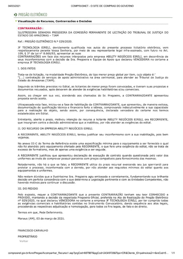 PREGÃO ELETRÔNICO Nº 029/2020 – CONTRARRAZÕES RECURSAIS - JF X ABILITY