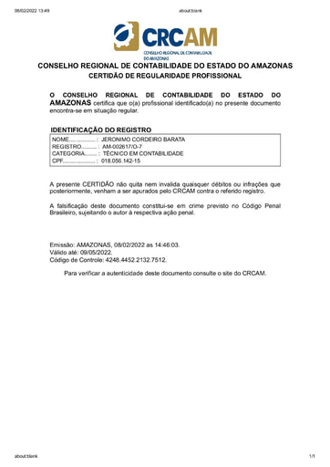 PREGÃO ELETRÔNICO Nº 013/2022 - HABILITAÇÃO - EXTRAÍDOS DO SICAF E SITE - SEIXAS