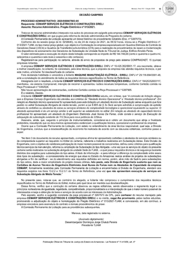 PREGÃO ELETRÔNICO Nº 013/2021 - DECISÃO - DJE