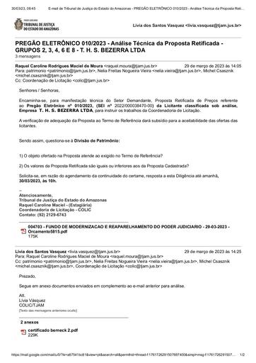 PREGÃO ELETRÔNICO Nº 010/2023 - DILIGÊNCIA COLIC À DVPM - PROPOSTA RETIFICADA - THS