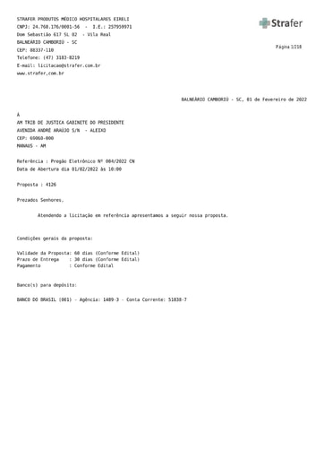 PREGÃO ELETRÔNICO Nº 04/2022 - PROPOSTA - ITEM 4 - STRAFER