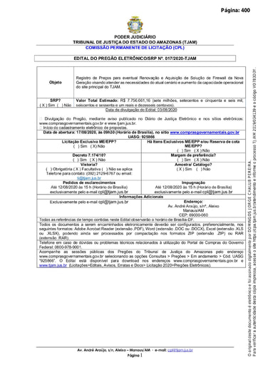 PREGÃO ELETRÔNICO Nº 017/2020 - EDITAL DE LICITAÇÃO