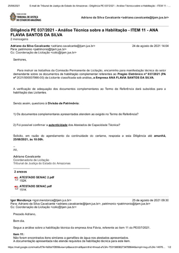 PREGÃO ELETRÔNICO Nº 037/2021 – DILIGÊNCIA COLIC À DIVISÃO DE PATRIMÔNIO - HABILITAÇÃO - ITEM 11 - ANA FLAVIA
