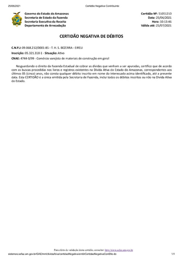 PREGÃO ELETRÔNICO Nº 032/2021 - DOCS SICAF E SITES - ITEM 5 - THS
