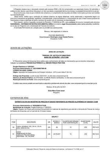 PREGÃO ELETRÔNICO Nº 035/2021 - AVISO DE LICITAÇÃO - DJE