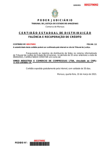 PREGÃO ELETRÔNICO Nº 002/2021 - VALIDAÇÕES - ITEM 1 - OMAR INDUSTRIA (VIMED INDUSTRIA)