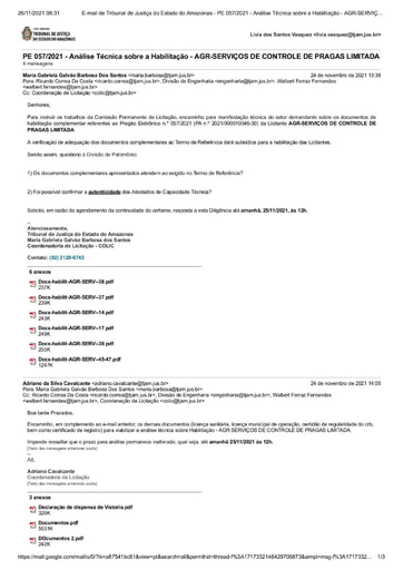PREGÃO ELETRÔNICO Nº 57/2021 - DILIGÊNCIA COLIC À SECRETARIA DE INFRAESTRUTURA - DOCUMENTO - AGR