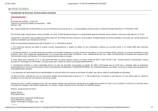 PREGÃO ELETRÔNICO Nº 043/2021 - CONTRARRAZÕES RECURSAIS - FIGMEN