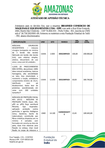 PREGÃO ELETRÔNICO Nº 002/2021 - HABILITAÇÃO - DOCUMENTOS COMPLEMENTARES - ITEM 7 - BRASMED COMÉRCIO