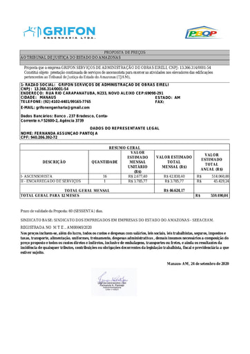 PREGÃO ELETRÔNICO Nº 022/2020 - PROPOSTA RETIFICADA 2 - GRIFON