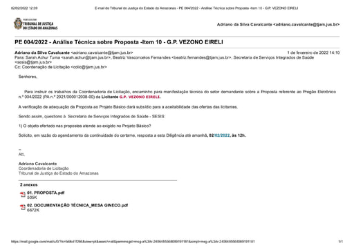 PREGÃO ELETRÔNICO Nº 004/2022 - DILIGÊNCIA COLIC À SECRETARIA DE SERVIÇOS INTEGRADOS DE SÁUDE - ITEM 10 -PROPOSTA - GPV