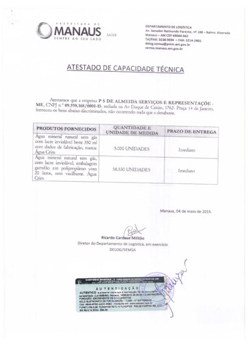 PREGÃO ELETRÔNICO Nº 009/2020 – HABILITAÇÃO - DOC. COMPLEMENTAR - P S DE ALMEIDA