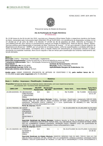 PREGÃO ELETRÔNICO Nº 026/2022 - ATA DA SESSÃO - 12/04/2022
