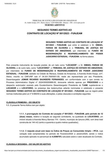 2º TERMO ADITIVO - CTL Nº 001.2023 - FUNJEAM X ISMAEL FARIAS DE OLIVEIRA.pdf