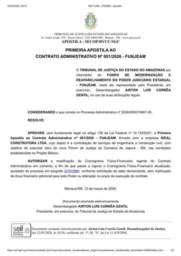 1ª APOSTILA - CT Nº 001.2026 - IDEAL CONSTRUTORA LTDA X FUNJEAM.pdf