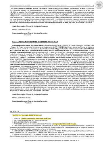Extrato nº 064.2025 (Publicação no DJE) - Contrato Administrativo Nº 015.2025 - FUNJEAM x DAVID MOREIRA & CIA LTDA.pdf