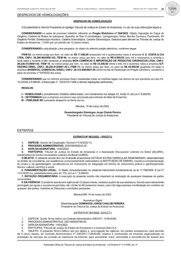PREGÃO ELETRÔNICO Nº 004/2022 - DESPACHO DE HOMOLOGAÇÃO (DJE)