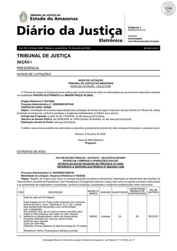PREGÃO ELETRÔNICO Nº 047/2026 - AVISO DE LICITAÇÃO (DJE)