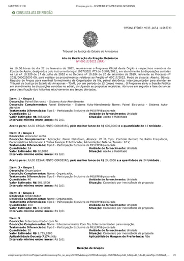 PREGÃO ELETRÔNICO Nº 017/2022 - ATA DA SESSÃO