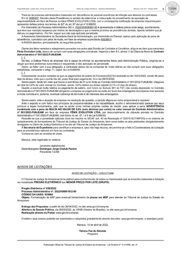 PREGÃO ELETRÔNICO Nº 038/2022 - AVISO DE LICITAÇÃO (DJE)