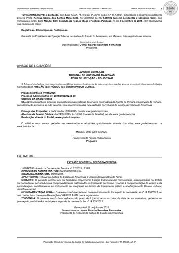 PREGÃO ELETRÔNICO Nº 016/2025 - AVISO DE LICITAÇÃO (DJE)