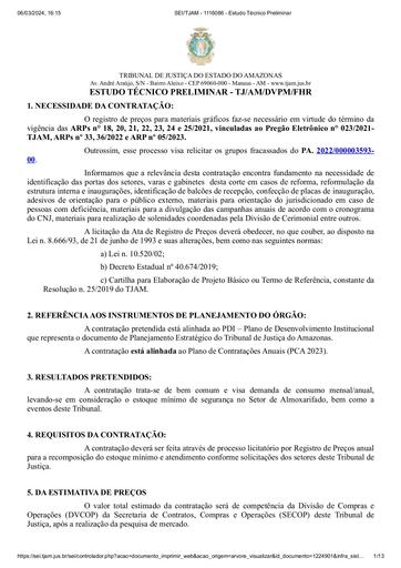 PREGÃO ELETRÔNICO Nº 044/2023 - ESTUDO TÉCNICO PRELIMINAR