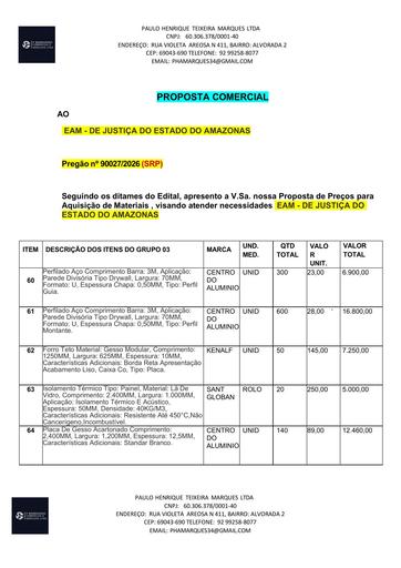 PREGÃO ELETRÔNICO Nº 027/2026 - PROPOSTA RETIFICADA - GRUPO 3 - PAULO HENRIQUE TEIXEIRA MARQUES LTDA