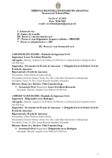 Pauta da Sessão de 28.04.2026