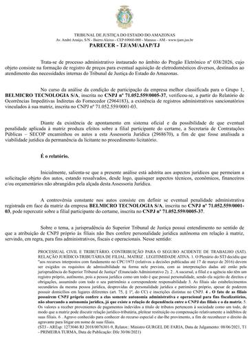 PREGÃO ELETRÔNICO Nº 038/2026 - PARECER AJAP - BELMICRO