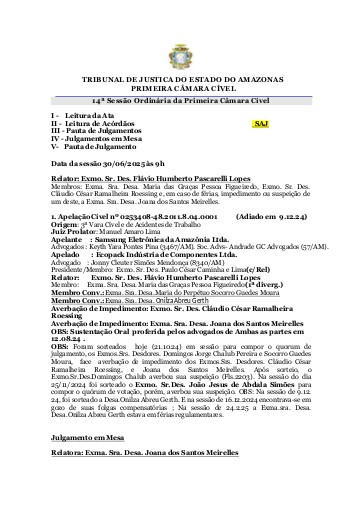 PAUTA DE JULGAMENTO DA SESSÃO DO DIA 30.06.2025.SAJ