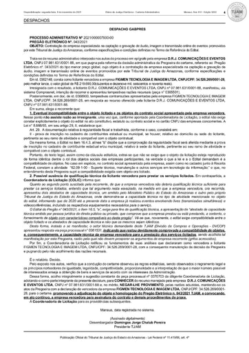 PREGÃO ELETRÔNICO Nº 043/2021 - DECISÃO (DJE)