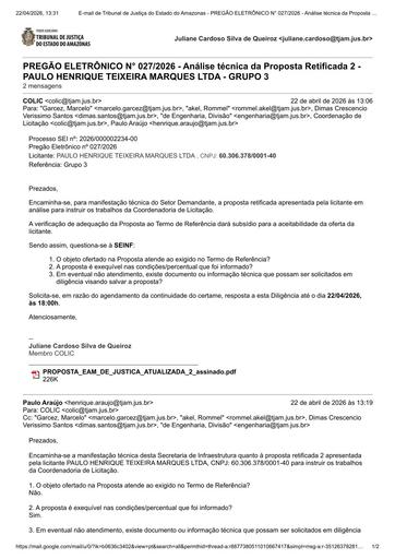 PREGÃO ELETRÔNICO Nº 027/2026 - DILIGÊNCIA COLIC À SEINF - PROPOSTA RETIFICADA 2 - GRUPO 3 - PAULO HENRIQUE TEIXEIRA MARQUES LTDA