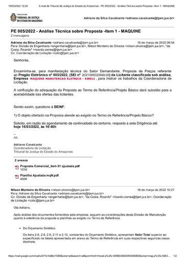 PREGÃO ELETRÔNICO Nº 005/2022 - DILIGÊNCIA COLIC À SEINF - PROPOSTA - ITEM 1 - MAQUINE