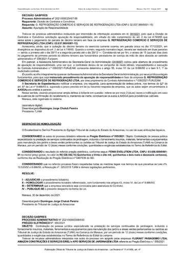 PREGÃO ELETRÔNICO Nº 055/2021 - DECISÃO (DJE)