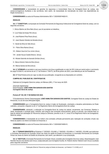 INFORMAÇÃO PORTARIA Nº 183/2025
