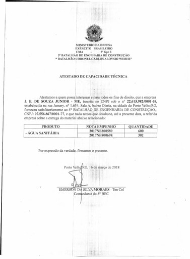 PREGÃO ELETRÔNICO Nº 002/2021 - HABILITAÇÃO - DOCUMENTOS COMPLEMENTARES - ITENS 4,5 E 6 - J.E DE SOUZA