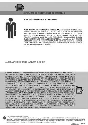 PREGÃO ELETRÔNICO Nº 020/2026 - DOCUMENTAÇÃO - JOSE HAROLDO GEMAQUE FERREIRA - LOTE 1