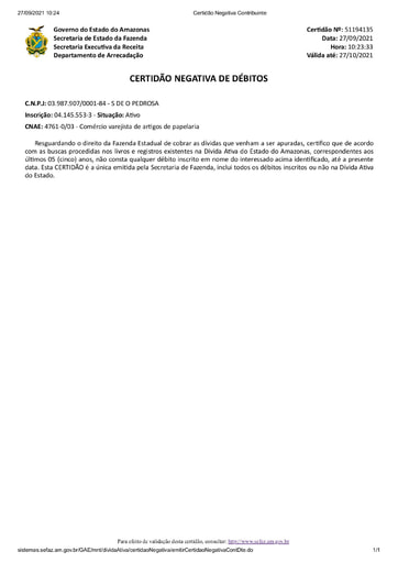 PREGÃO ELETRÔNICO Nº 49/2021 - DOCUMENTOS RETIRADOS DO SICAF E SITES - ITEM 4 - S O DE PEDROSA
