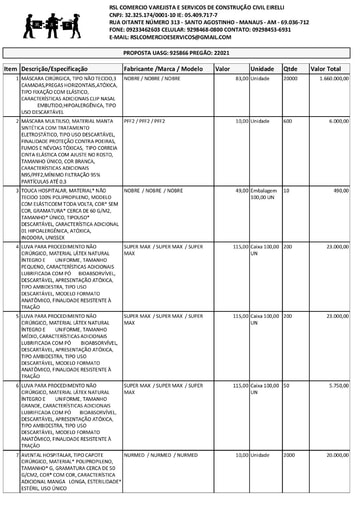 PREGÃO ELETRÔNICO Nº 002/2021 – PROPOSTA - ITEM 2 - RSL COMÉRCIO