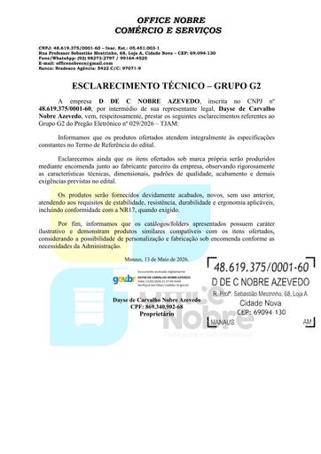 PREGÃO ELETRÔNICO Nº 029/2026 - ANEXO ENVIADO EM DILIGÊNCIA EM FASE DE JULGAMENTO DE PROPOSTA - D DE C NOBRE AZEVEDO - GRUPO 2