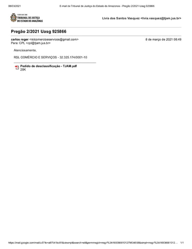 PREGÃO ELETRÔNICO Nº 002/2021 - PEDIDO DE DESCLASSIFICAÇÃO - ITEM 7 - RSL COMÉRCIO