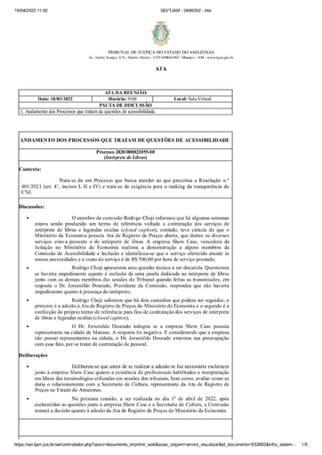 Ata de reunião 18 de março de 2022