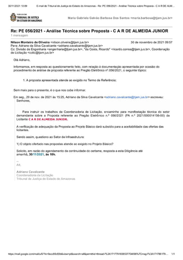 PREGÃO ELETRÔNICO Nº 56/2021 - DILIGÊNCIA COLIC AO SETOR DE INFRAESTRUTURA - PROPOSTA - C A R