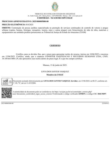 PREGÃO ELETRÔNICO Nº 010/2025 - CERTIDÃO RAZÕES NÃO APRESENTADAS